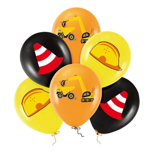 Balony urodziny dekoracja koparka kask mix 6x